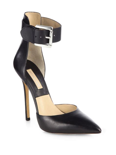 michael kors leather black ankle booties heels|michael kors closed toe pumps.